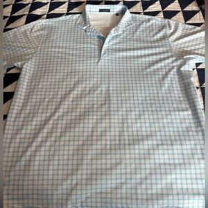 EUC Men’s XL Turtleson light blue & white plaid Golf shirt-NEW RETAILS $115